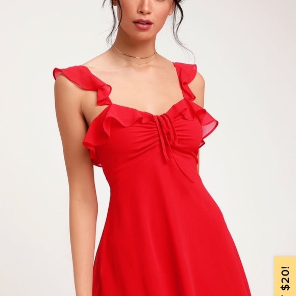 At the Fairgrounds Red Ruffled Mini Dress - Picture 2 of 7